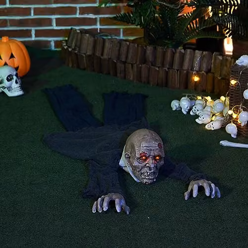 HOMCOM Life Size Crawling Zombie Outdoor Halloween Decoration, Multicolour – 2