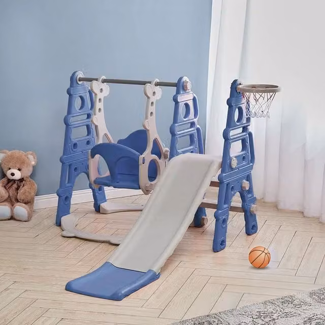 Neo Childrens Playset with Swing and Slide in Blue