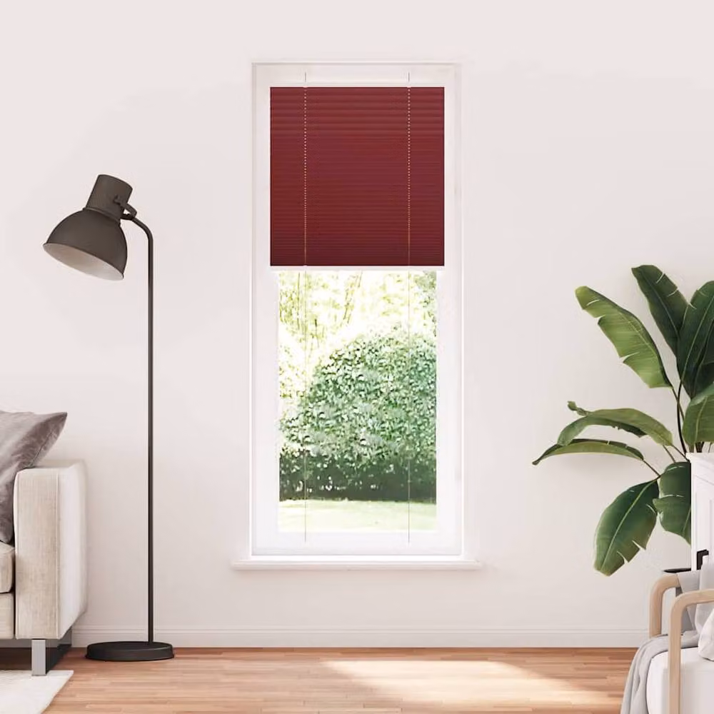 Berkfield Home Single Pleat Polyester Blind in Bordeaux Red, W: 70 cm, H: 200 cm – 3