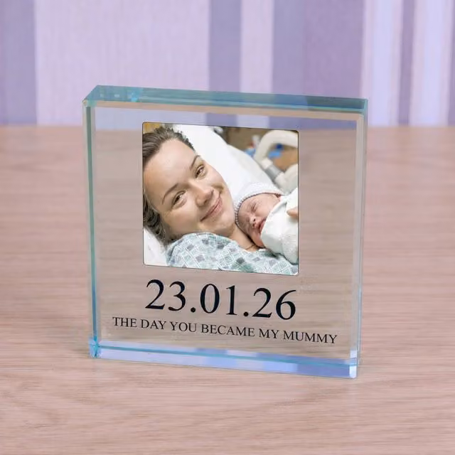 Uniqueful Personalised The Day You Became My Mummy Glass Token in Transparent and Beige