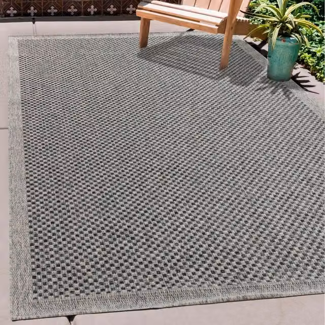 Desire Rugs Modern Checkerboard Waterproof Indoor-Outdoor Rug, Grey, W: 160 cm, D: 230 cm