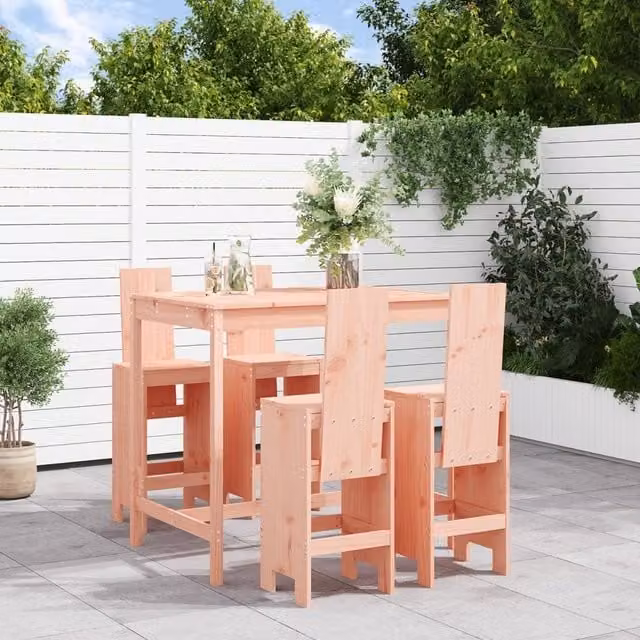 Berkfield Home 5 Piece Garden Bar Set in Brown Solid Douglas Wood – 1