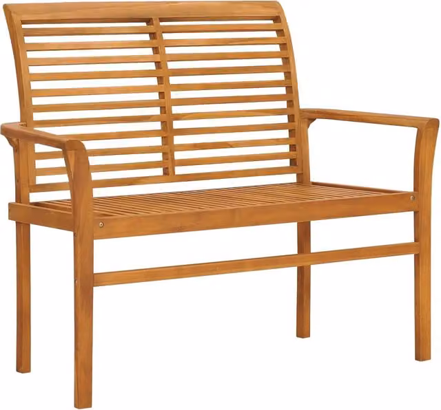 Berkfield Home Solid Teak Wood Garden Bench in Brown, Width: 112 cm – 1