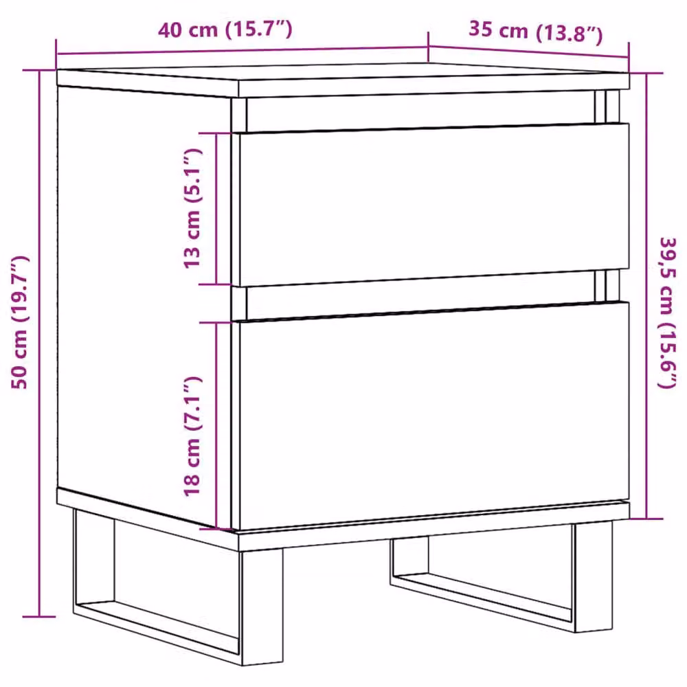 Berkfield Home Set of 2 Bedside Cabinets in Old Wood Brown, W/D/H: 40 x 35 x 50 cm – 8