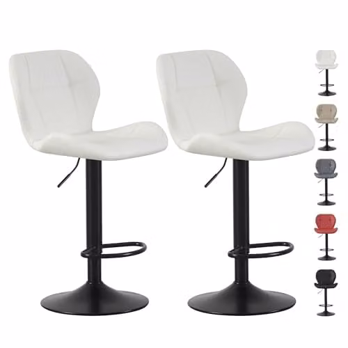 mcc direct Stella Set of 2 Cream Faux Leather Swivel Bar Stools with Backrest and Footrest