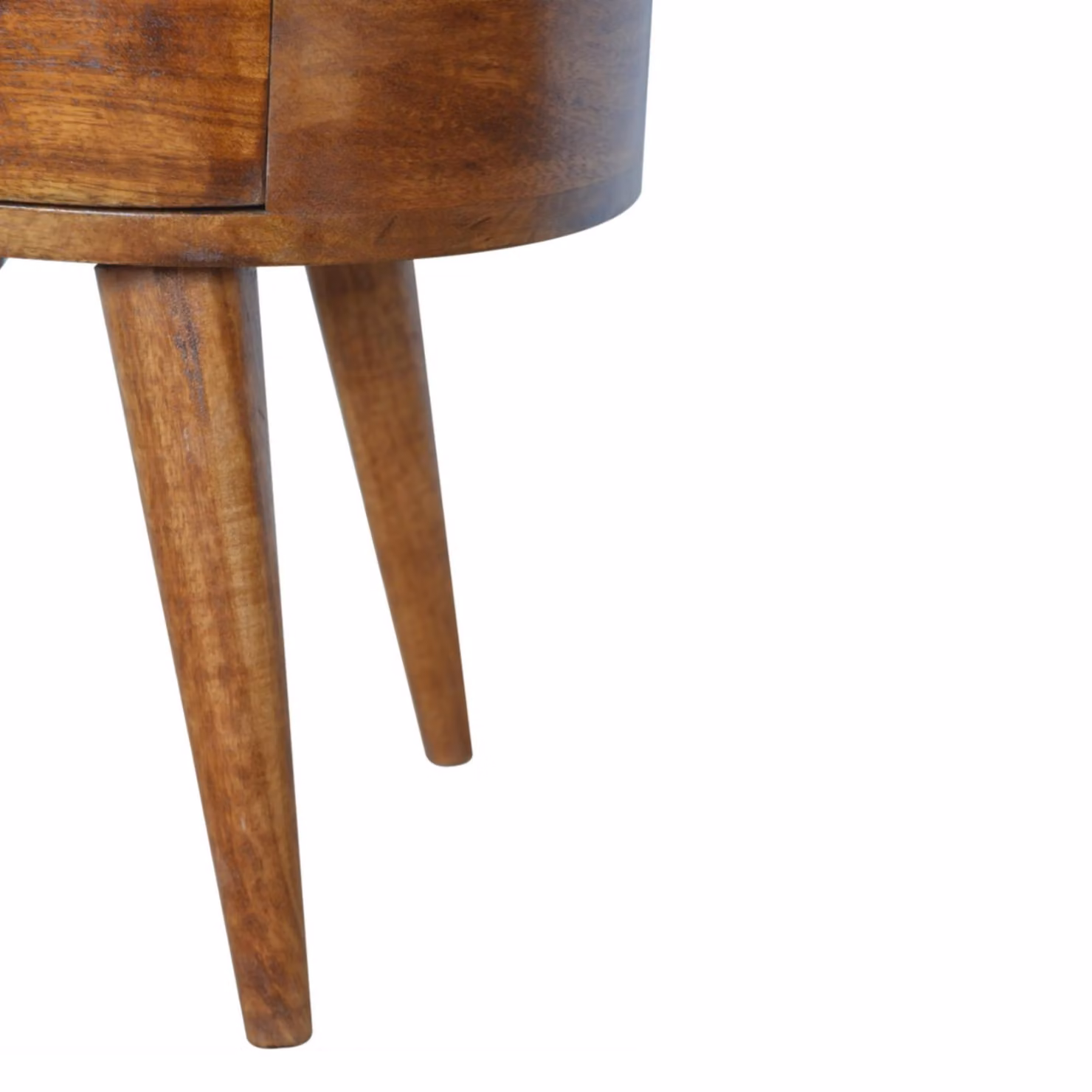 Aosom UK Handcrafted Solid Mango Wood Rounded Bedside Table with 2 Drawers, Brown, W/D/H: 45 x 35 x 54 cm – 4
