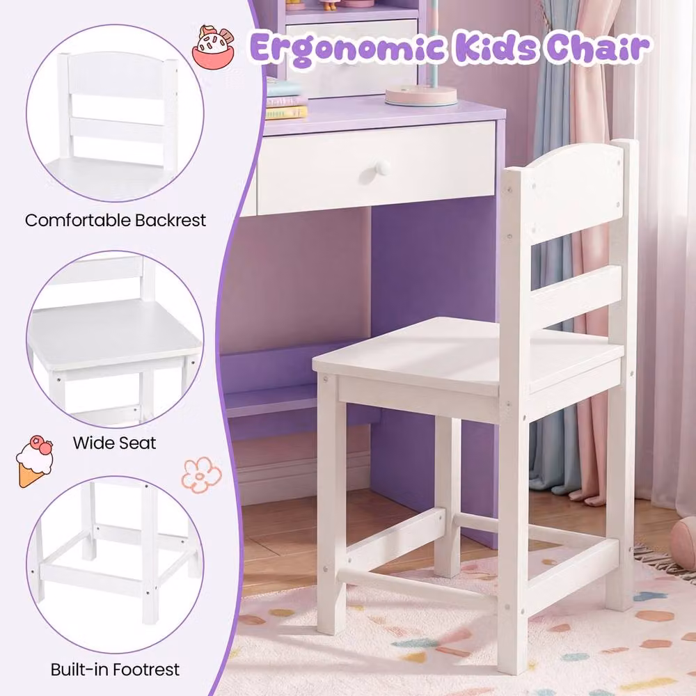 Havendro Purple Kids Study Desk, Chair and Shelf Set – 2
