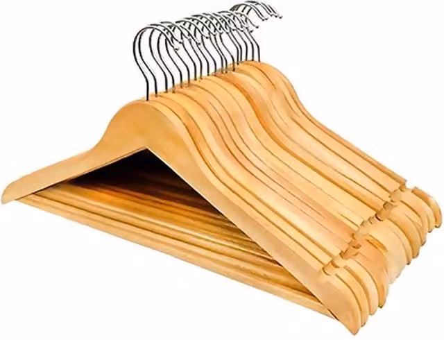 KDMD 20 Pack Wooden Coat Hangers in Brown, W: 44 cm, D: 23 cm