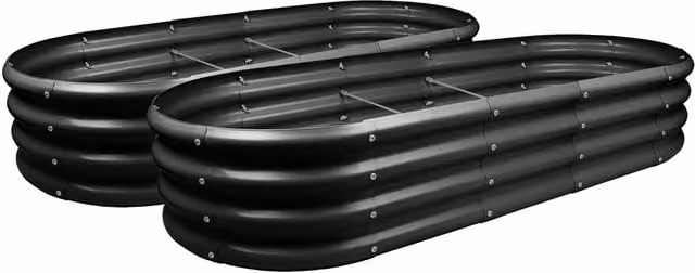Harbour Housewares Black Galvanised Steel Rounded Raised Garden Bed, W: 180 cm, D: 90 cm, H: 90 cm