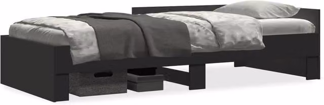 Berkfield Home Small Single Wood Bed Frame in Black, W: 75 cm, L: 190 cm