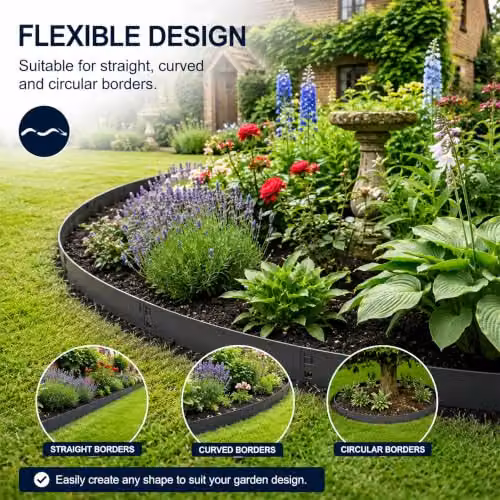 Nicoman Anthracite Pre-Rusted Galvanised Steel Lawn Edging Border – 3