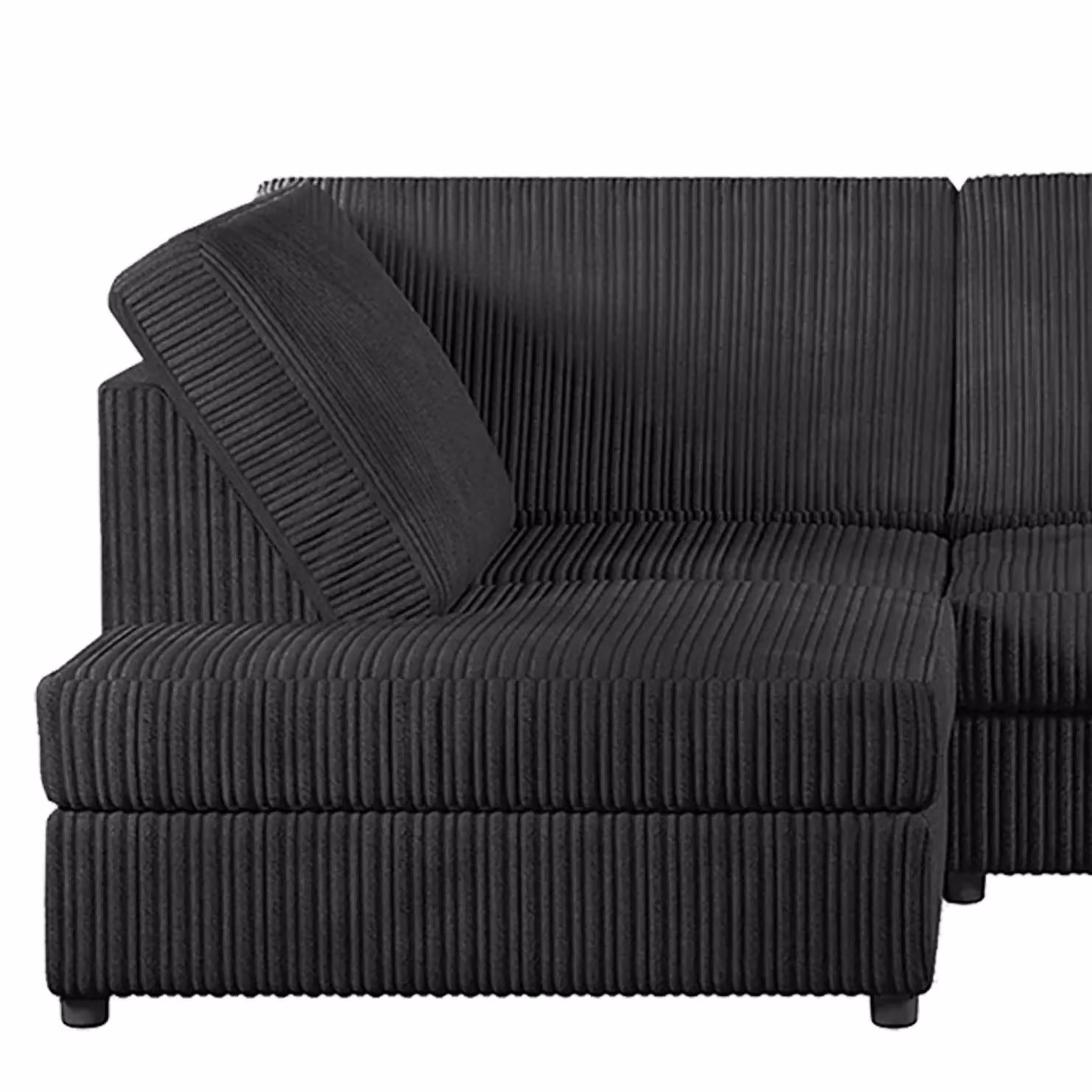 Furnishings For Less UK Luxor 5 Seat Left Hand Corner Sofa in Black Jumbo Cord – 2