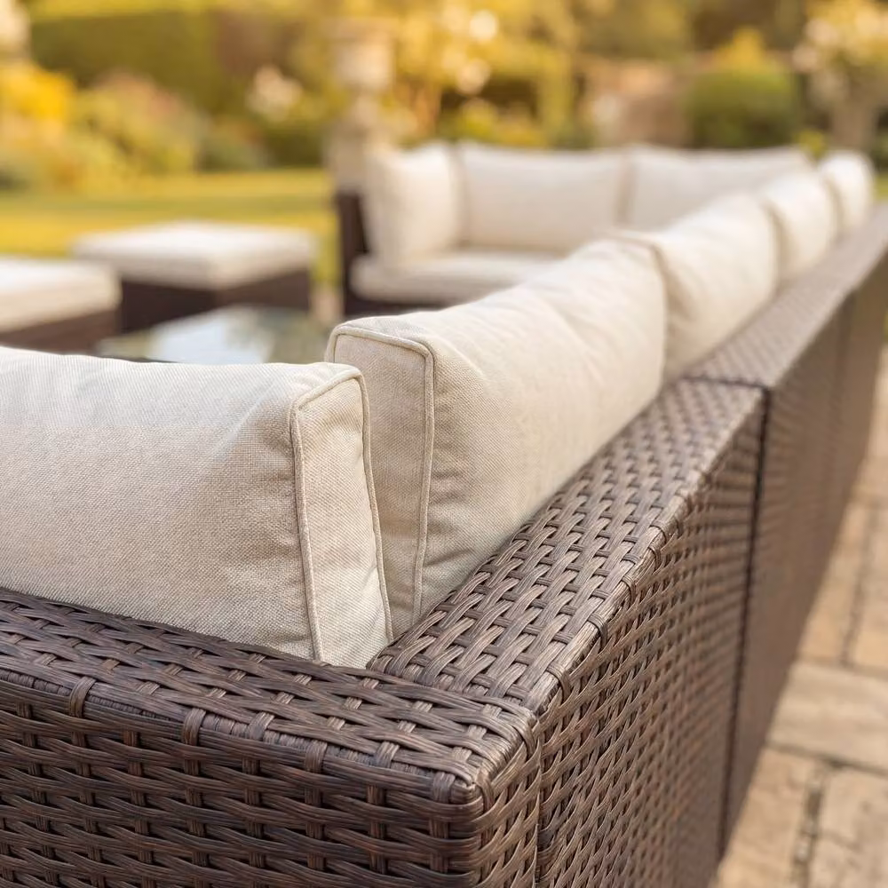 Artemis Home Oliena 12 Seat Modular Rattan Large U-Shape Garden Furniture Set in Brown – 2