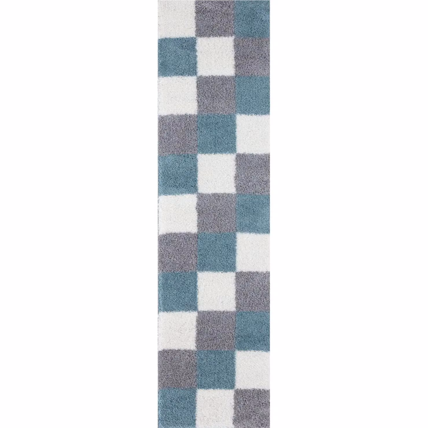 THE RUGS Soft Check High Pile Shaggy Rug, Duck Egg Blue, W: 160 cm, D: 230 cm – 5