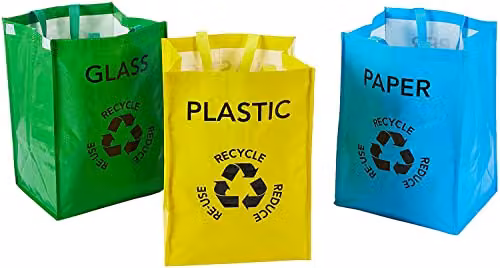 MantraRaj Pack of 3 Heavy Duty Colour Coded Reusable Recycling Bags in Multicolour – 3