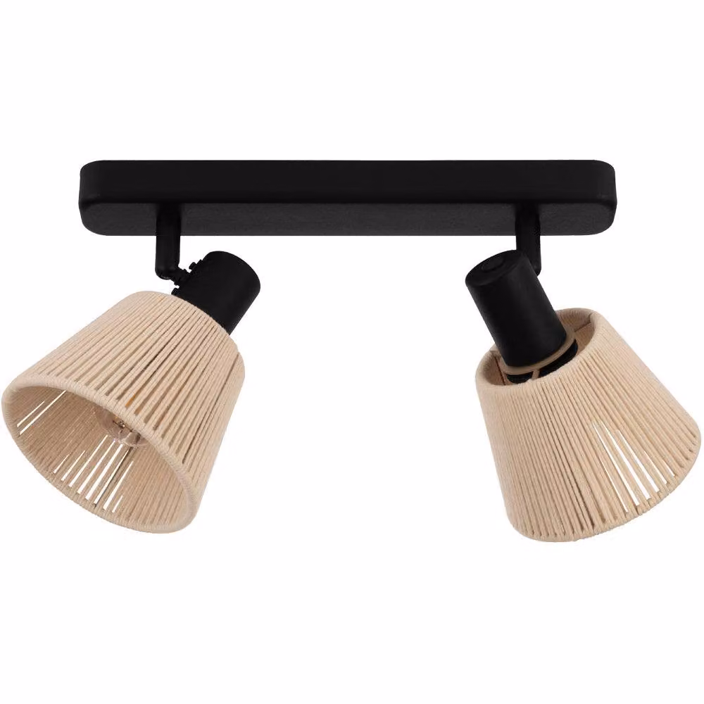 Loops Modern Black Metal Double Ceiling Light with Replaceable E14 Bulbs – 2