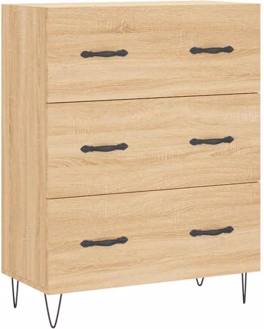Berkfield Home Sonoma Oak Sideboard in Brown, W/D/H: 69.5 x 34 x 90 cm