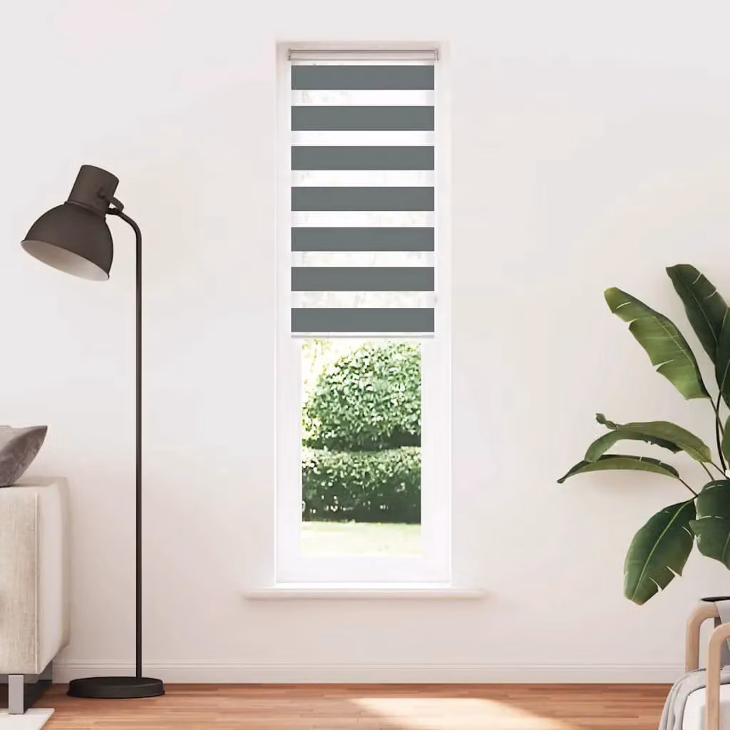 Berkfield Home Zebra Day and Night Blind in Grey Polyester, W: 60 cm, H: 230 cm – 2
