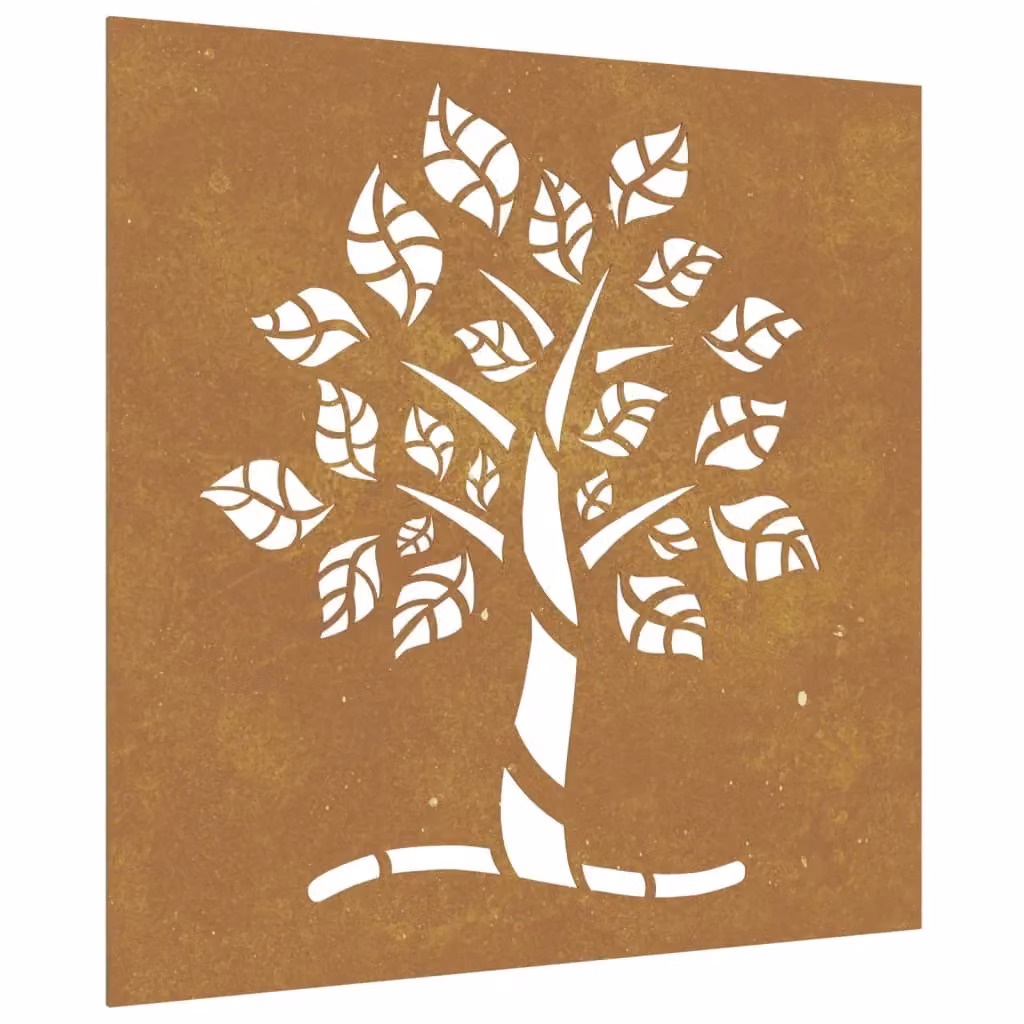 Berkfield Home Garden Brown Floral Tree Metal Wall Decoration, W/H: 55 x 55 cm – 2
