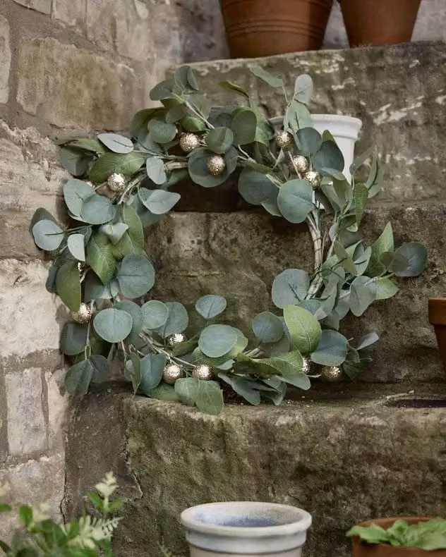 Dibor Giant Eucalyptus Sparkle Christmas Wreath in Green, Diameter: 55 cm – 3