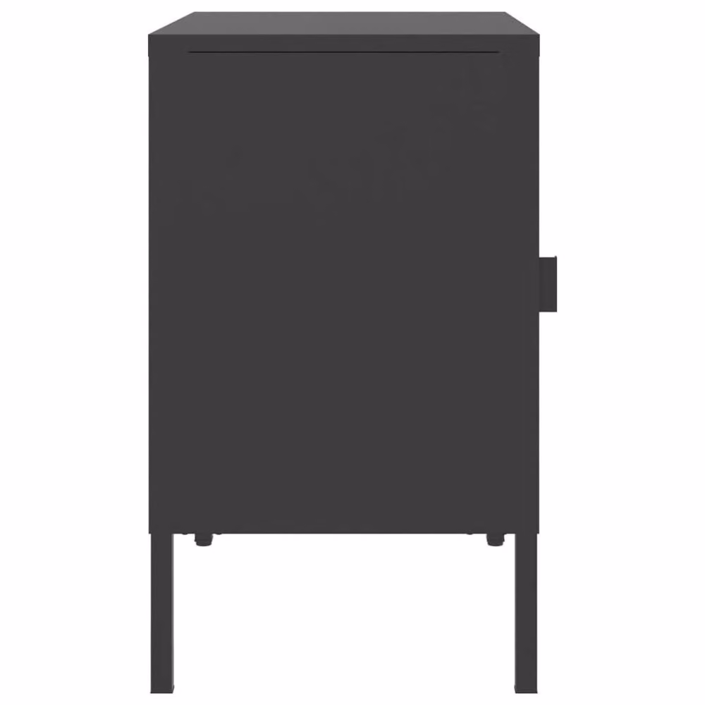 Berkfield Home Set of 2 Modern Black Nightstands with Glass and Metal, W/D/H: 50 x 35 x 60 cm – 3