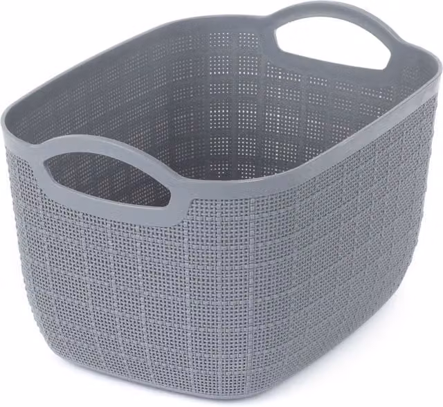 LIVIVO Grey Open Weave Stackable Storage Basket with Handles, 11 Litres – 1