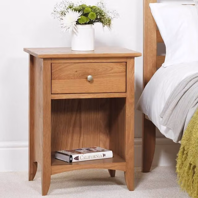 Statement Furniture Edward Hopper 1 Drawer Bedside Table in Brown Oak