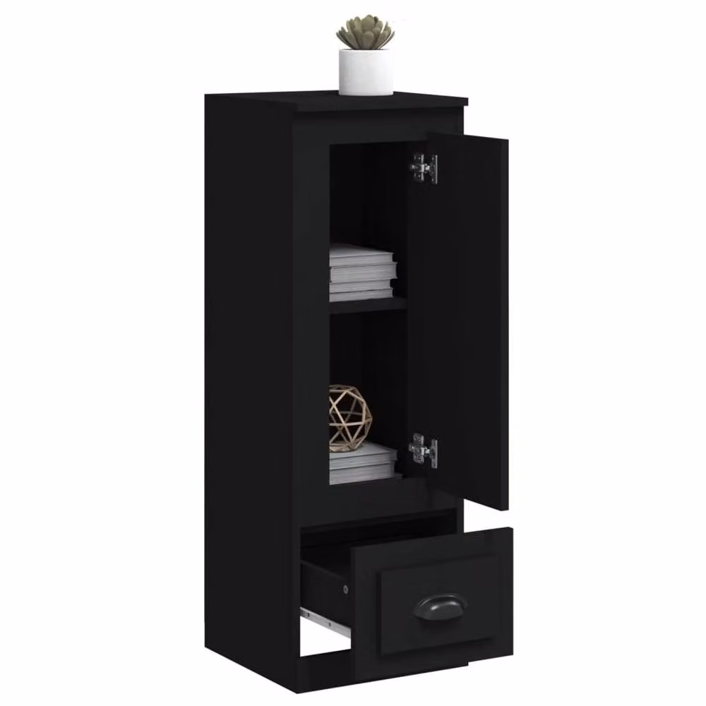 Berkfield Home Modern Black Matt Highboard with Hinged Doors and Drawers, W/D/H: 36 x 35.5 x 103.5 cm – 3