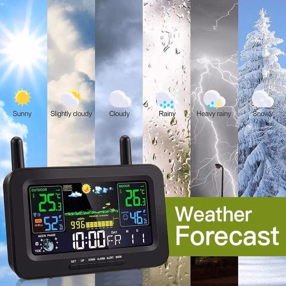 FLAVORA Wireless Digital Weather Station with Colour LCD Screen, Black, W: 100 cm, D: 15 cm – 5