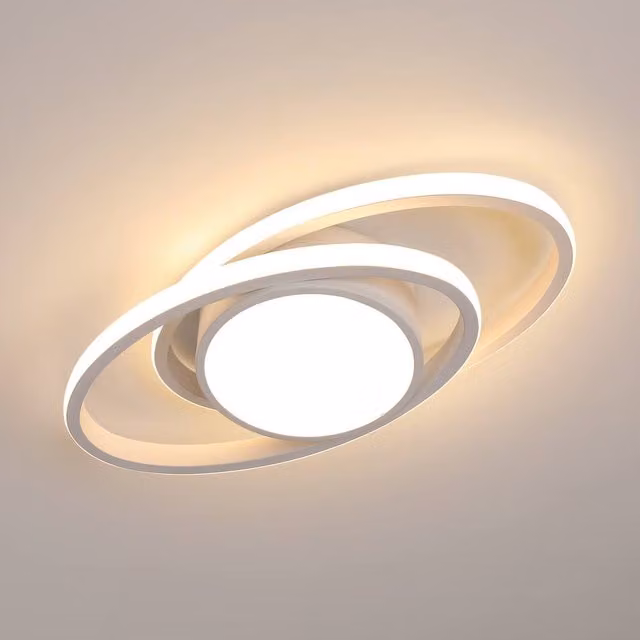 Pheashine Modern Round LED Ceiling Light, 39W, Warm White 3000K, Black and White