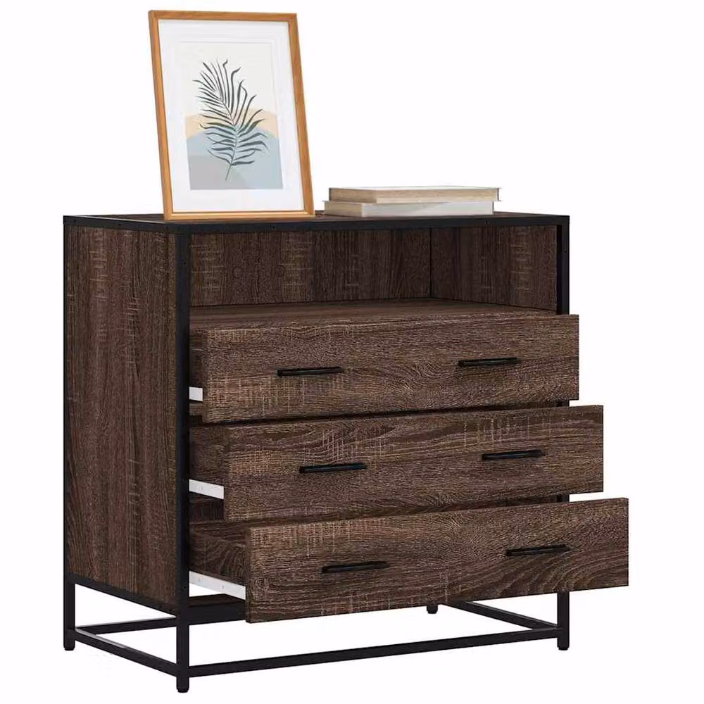Berkfield Home Elegant Drawer Cabinet in Brown Oak, W/D/H: 70 x 41 x 70 cm – 2