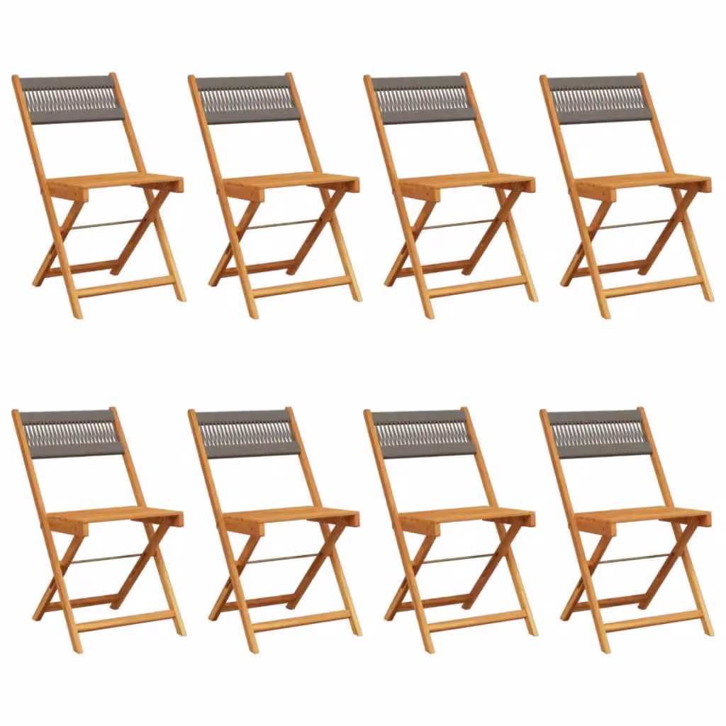 Berkfield Home Set of 8 Grey Acacia Wood Folding Garden Chairs – 2
