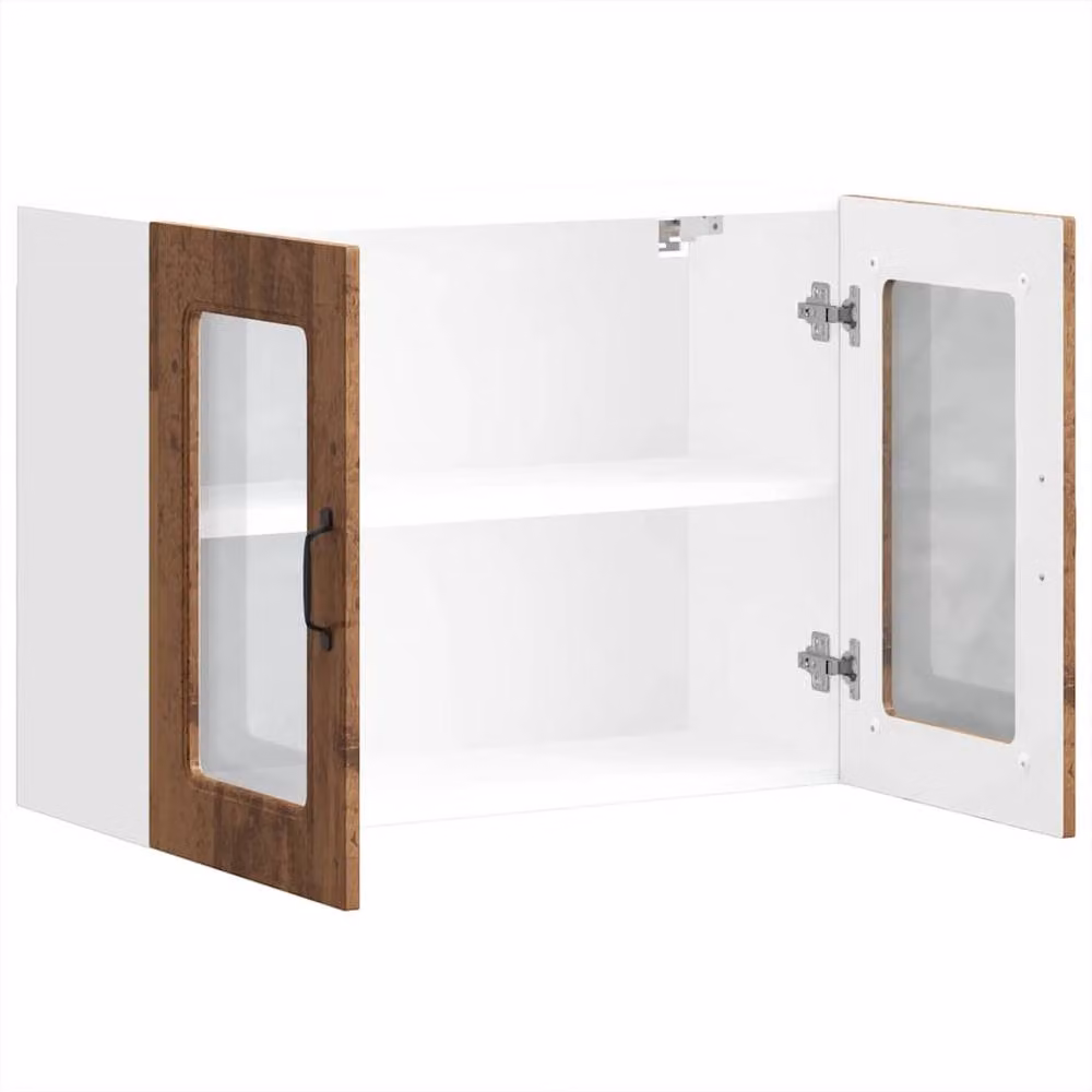 Berkfield Home Kalmar Wall Mounted Kitchen Cabinet with Glass Doors in Brown, W/D/H: 60 x 31 x 80 cm – 4
