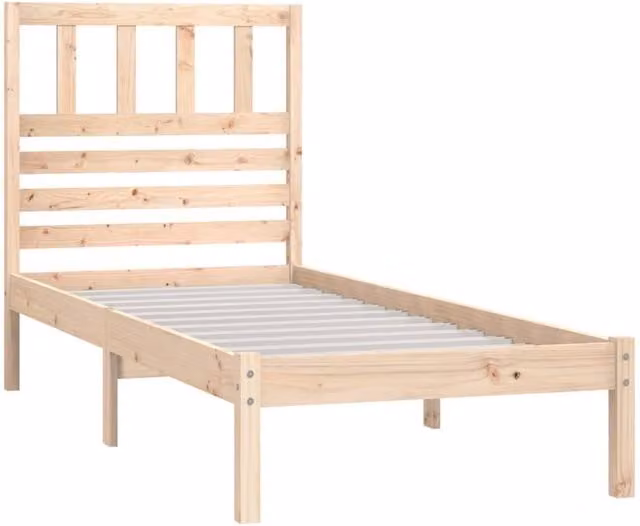 Berkfield Home Beautiful Solid Wood Pine Bed Frame, Beige, W/D/H: 90 x 200 cm – 1