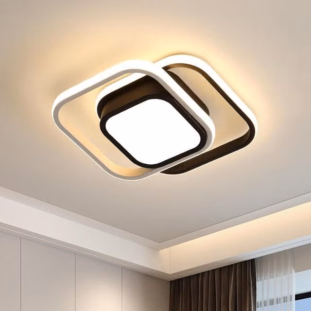 COMELY 32W Square LED Ceiling Light in Black and White with Warm White 3000K Illumination