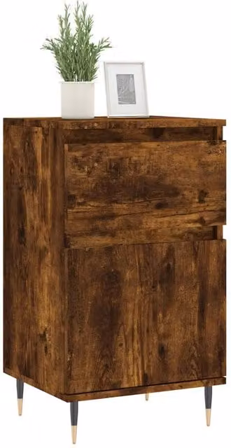 Berkfield Home Set of 2 Smoked Oak Sideboards in Brown, W/D/H: 40 x 35 x 70 cm