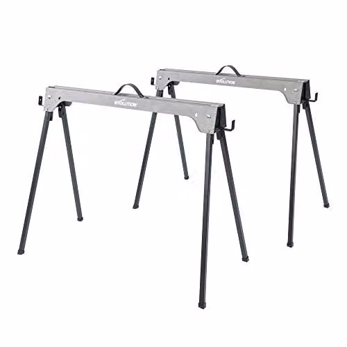 Evolution Power Tools Compact Folding Saw Horse Twin Pack in Silver, Supports up to 500 kg