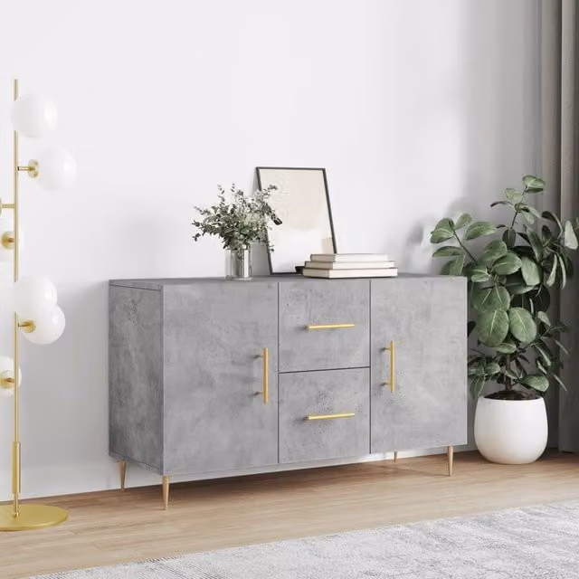 Berkfield Home Modern Sideboard in Concrete Grey, W/D/H: 100 x 36 x 60 cm