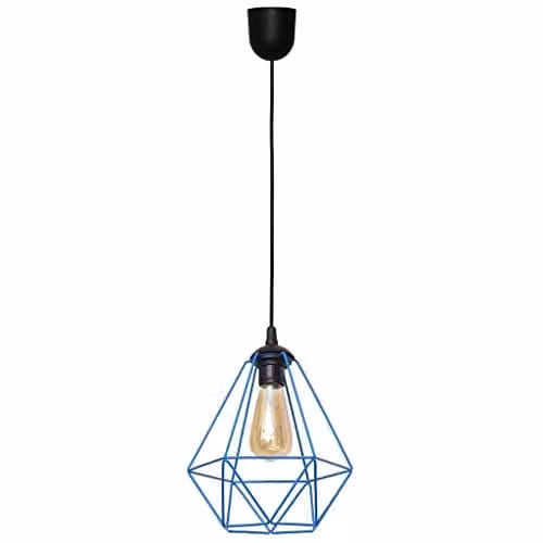 Netlighting Karo Wire Frame Pendant Ceiling Light in Black and Blue, Diameter: 24 cm