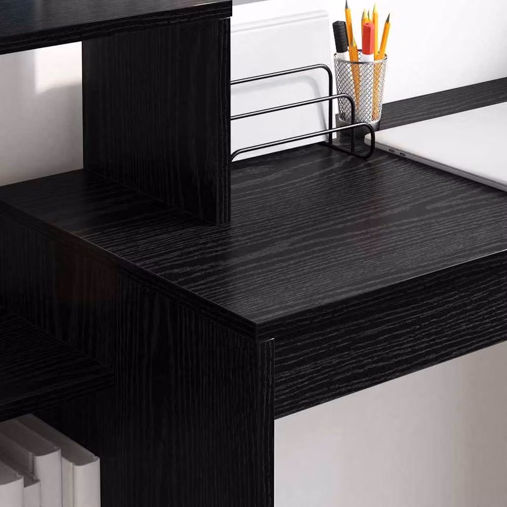 Berkfield Home Elegant Computer Desk in Black Oak with Engineered Wood and Veneer, W/D/H: 100 x 90 x 0 cm – 3