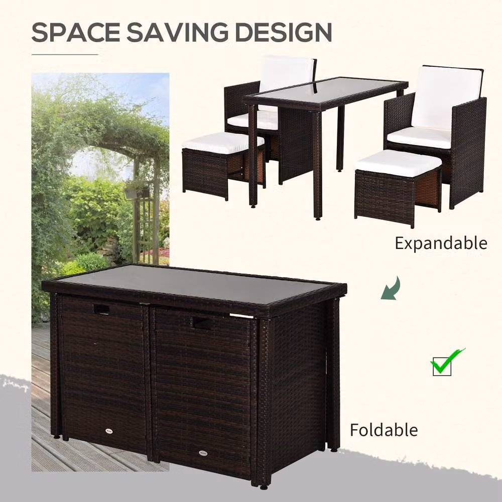 STILVORA Modern Space Saving Dining Set with Brown Steel Frame – 4