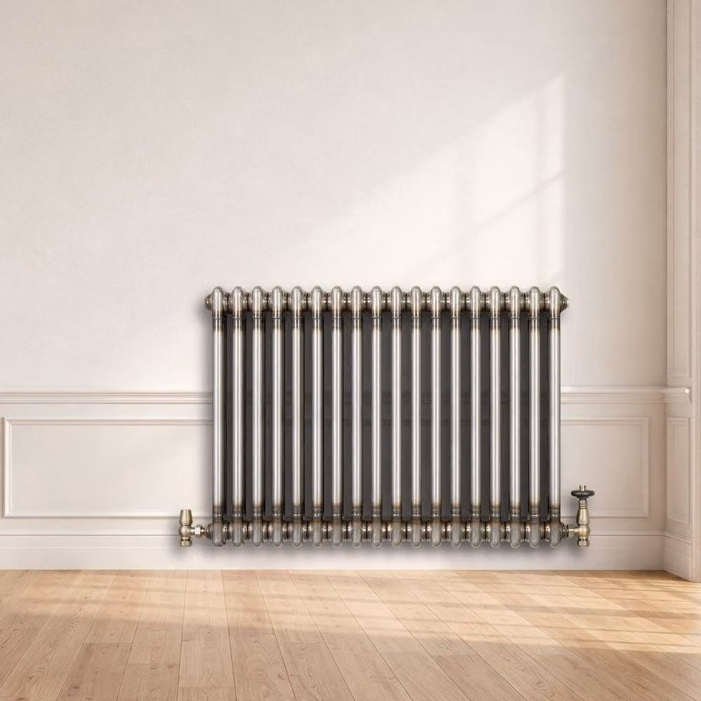 Monstershop Traditional 2 Column Steel Radiator and Valves, Silver, W: 60 cm, H: 83 cm – 4