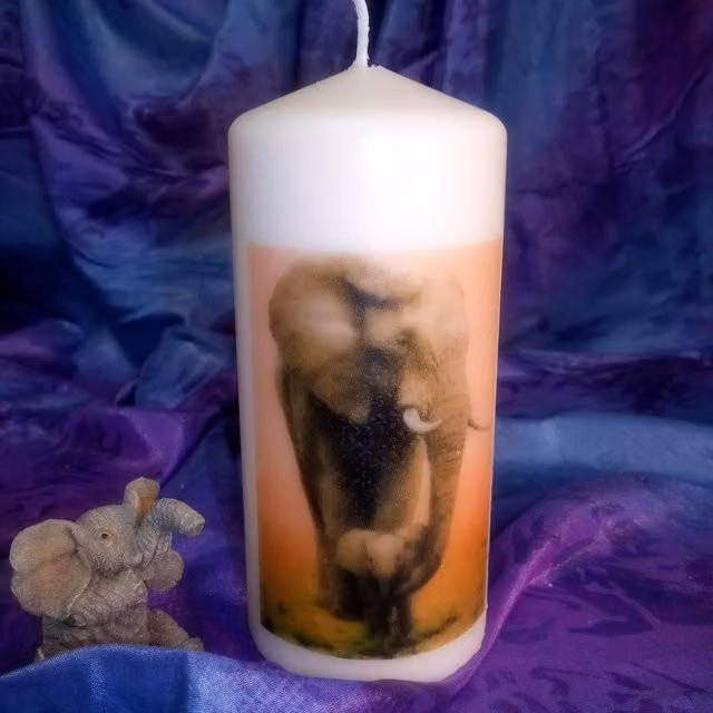 Viki Yellow Elephant Pillar Candle Figure