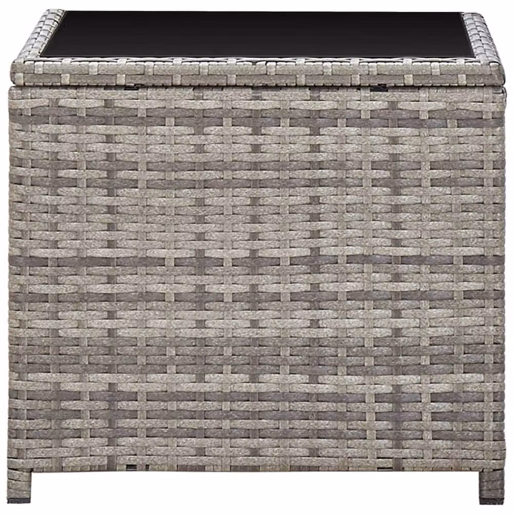 Berkfield Home Grey Poly Rattan and Glass Coffee Table W/D/H: 45 x 45 x 40 cm – 3
