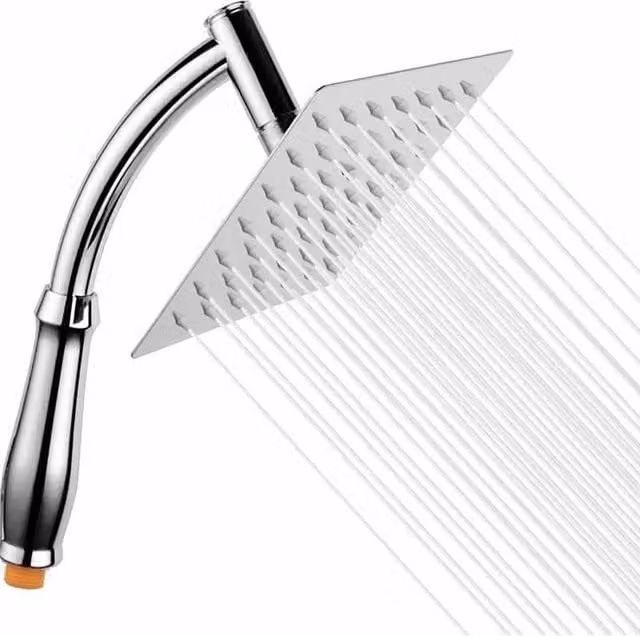 FLAVORA Chrome Square Rainfall Overhead Shower Head in Metallic Silver, W: 52 cm