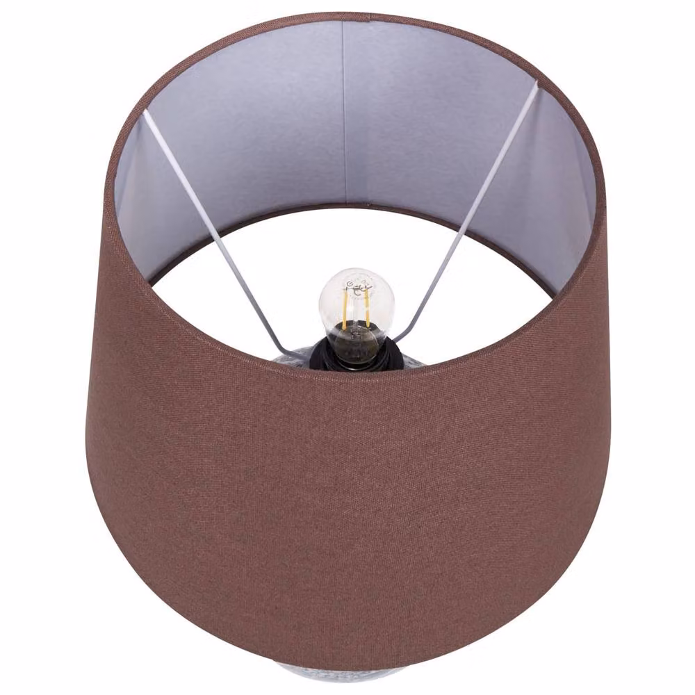 Wyld and Coco Bluehaven Blue and White Porcelain Bedside Lamp with Brown Linen Shade, Height: 53 cm – 3