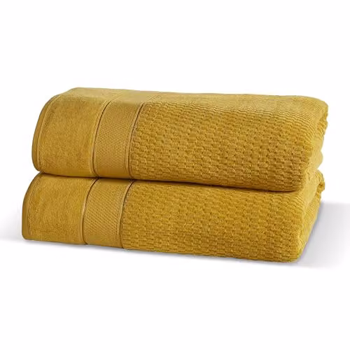 Rapport Home Royal Velvet 2 Piece Pure Cotton Bath Sheet Set in Ochre Yellow, W: 90 cm, H: 140 cm – 1