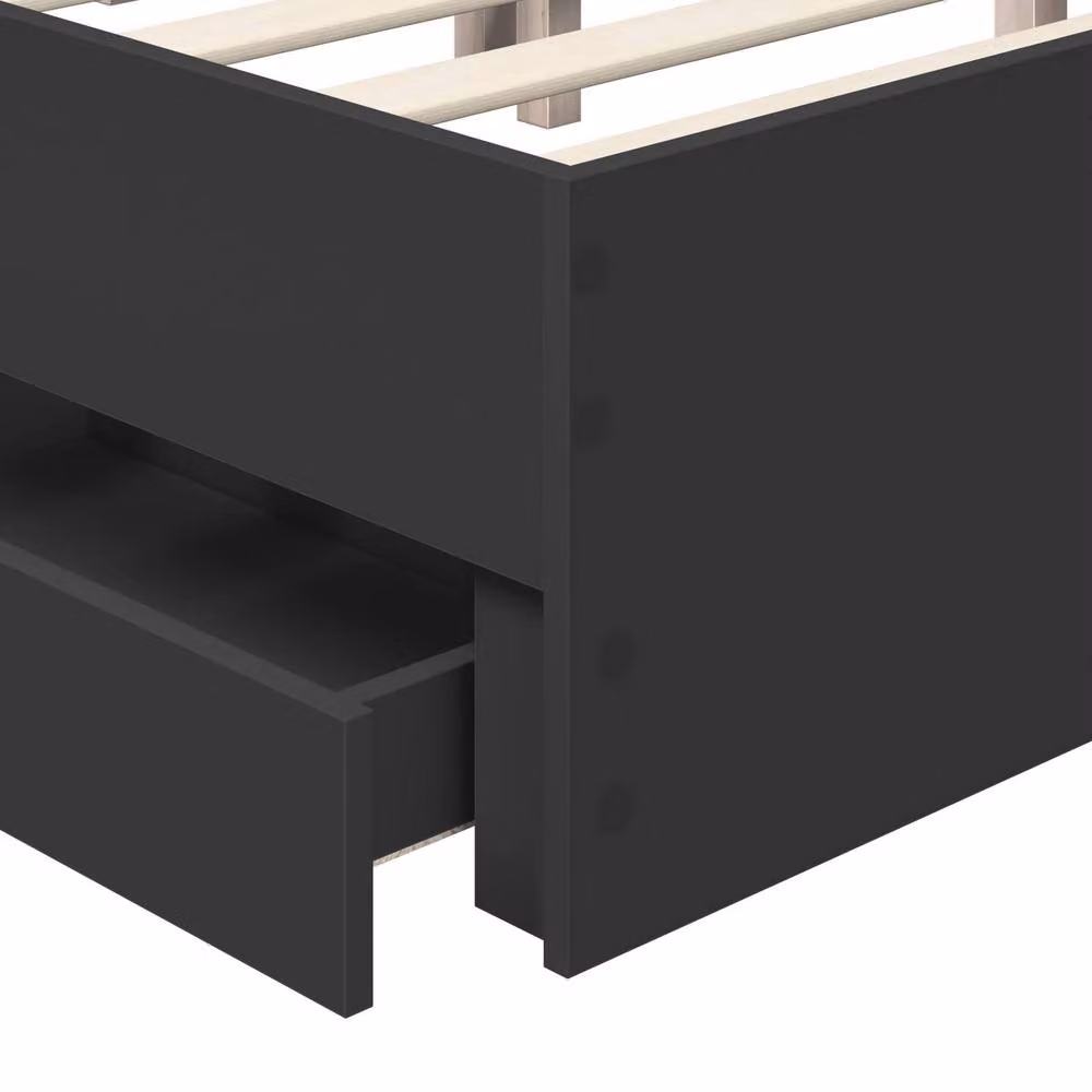 Berkfield Home Modern Bed Frame with Drawers in Black, Engineered Wood, W/D/H: 160 x 200 cm – 5