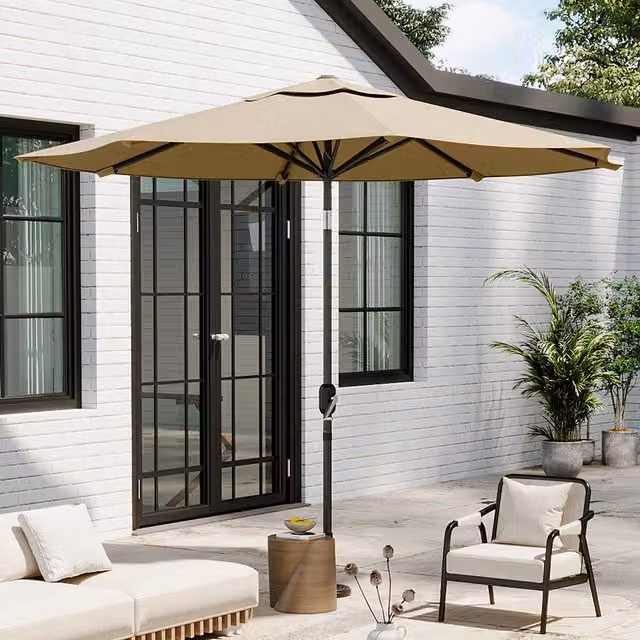 Breeins Large Rotating Outdoor Parasol in Beige and Black, Diameter: 300 cm