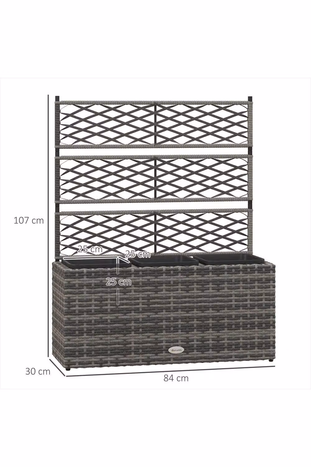 ERGOVEXA 33L Garden PE Rattan Planter with Trellis, Light Grey – 2